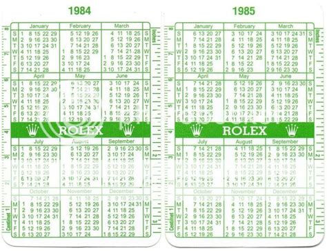 pocket calendar rolex 1984|Rolex Pocket Calendar 1985 .